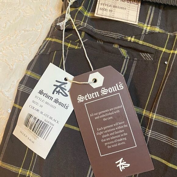 Seven Souls Plaid Boys Shorts Color: Slate Black - Picture 11 of 11